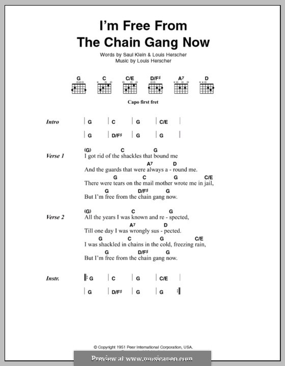 I'm Free from the Chain Gang Now: Lyrics and chords by Louis Herscher