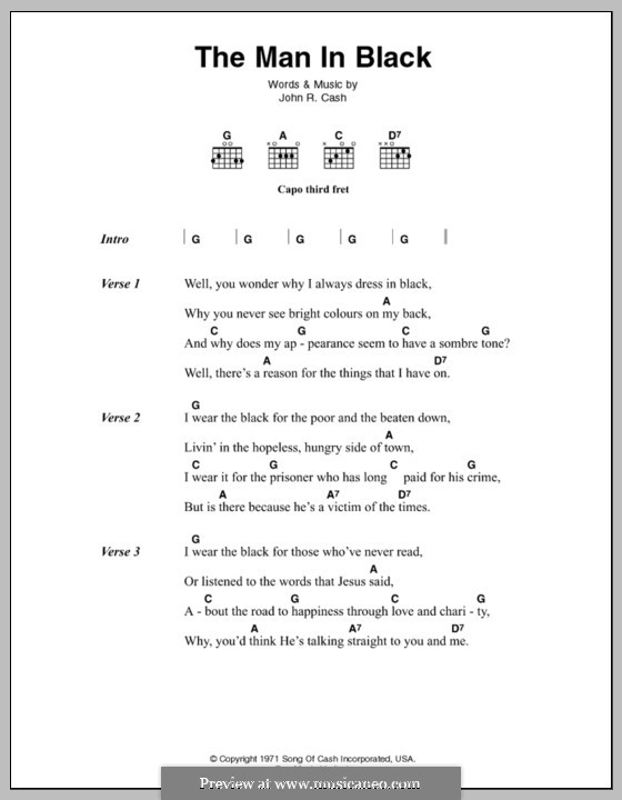 The Man in Black: Lyrics and chords by Johnny Cash