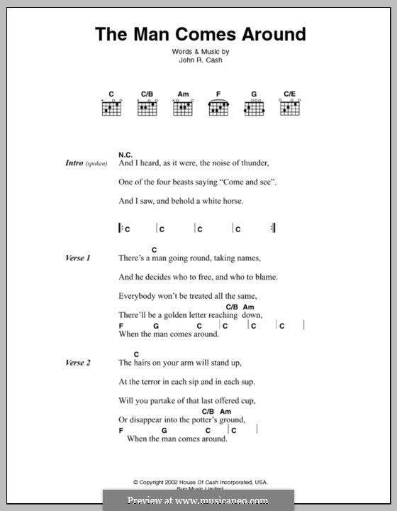 The Man Comes Around: Lyrics and chords by Johnny Cash