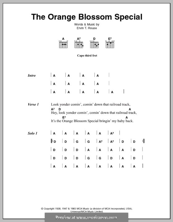 Orange Blossom Special: Lyrics and chords by Ervin T. Rouse