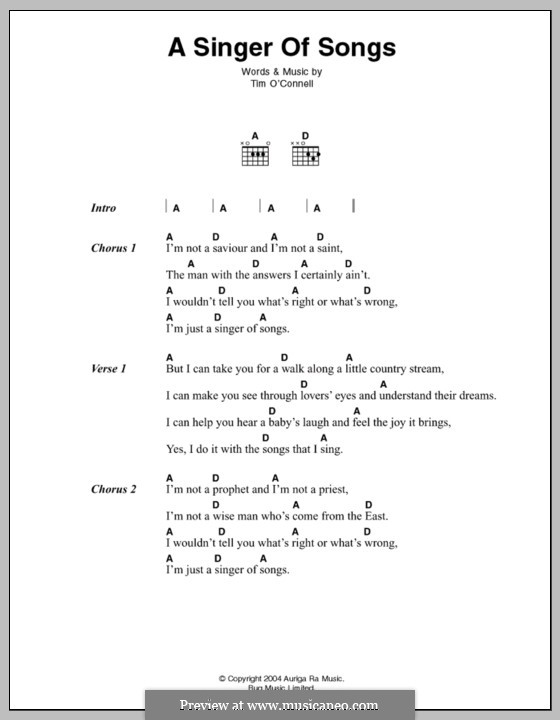 A Singer of Songs: Lyrics and chords by Thomas J. O'Connell
