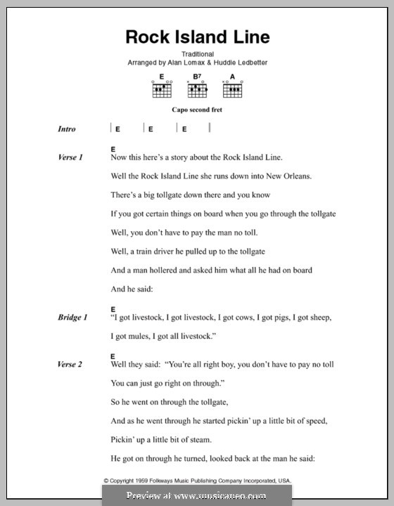 Rock Island Line: Lyrics and chords by folklore