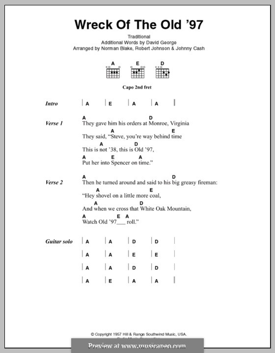 Wreck of the Old '97: Lyrics and chords by folklore