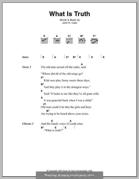 What Is Truth?: Lyrics and chords by Johnny Cash