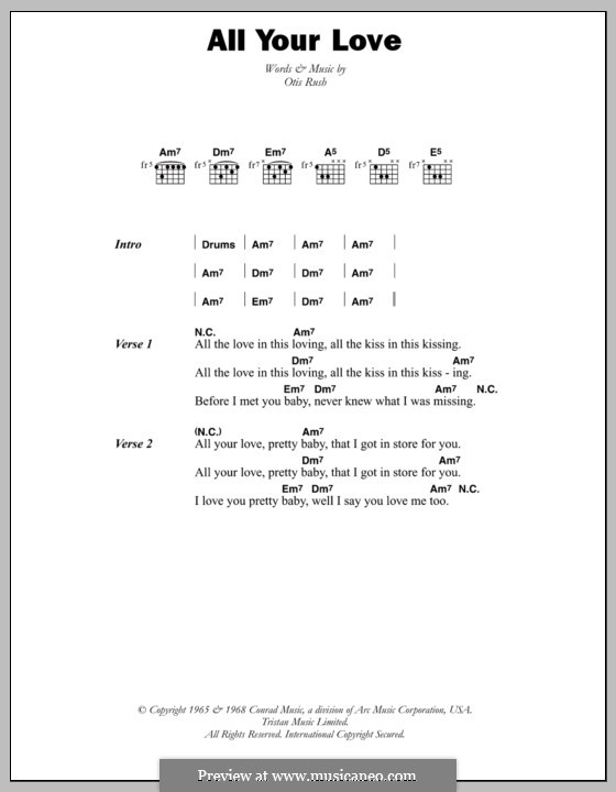 All Your Love (I Miss Loving): Lyrics and chords by Otis Rush