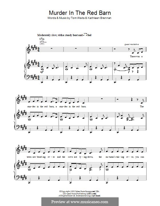 Murder in the Red Barn: For voice and piano (or guitar) by Kathleen Brennan