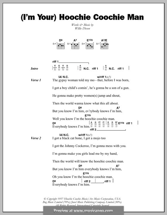 I'm Your Hoochie Coochie Man (Muddy Waters): Lyrics and chords by Willie Dixon