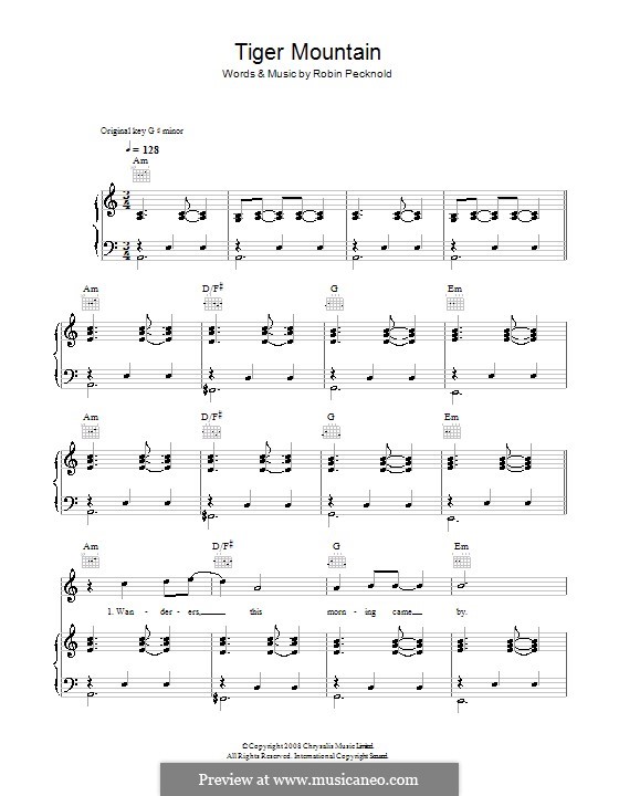 Tiger Mountain Peasant Song (Fleet Foxes): For voice and piano (or guitar) by Robin Pecknold