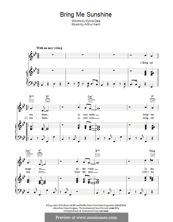 Bring Me Sunshine: For voice and piano (or guitar) by Arthur Kent