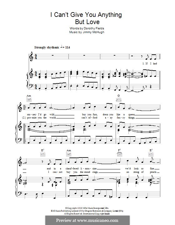 Free I Can't Give You Anything But Love by Jimmy McHugh sheet music