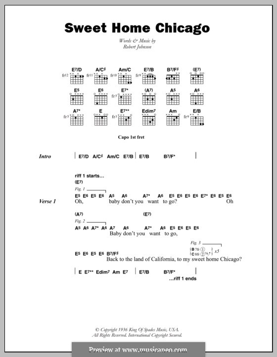 Sweet Home Chicago (Eric Clapton): Lyrics and chords by Robert Leroy Johnson