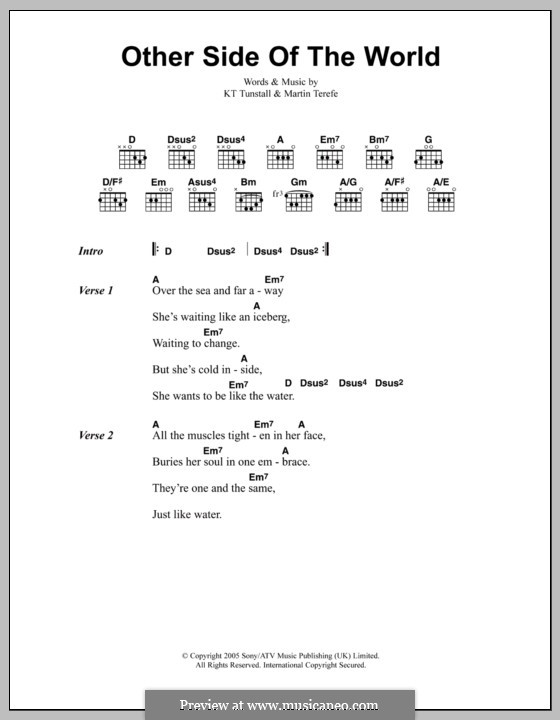 Other Side of the World: Lyrics and chords by KT Tunstall, Martin Terefe