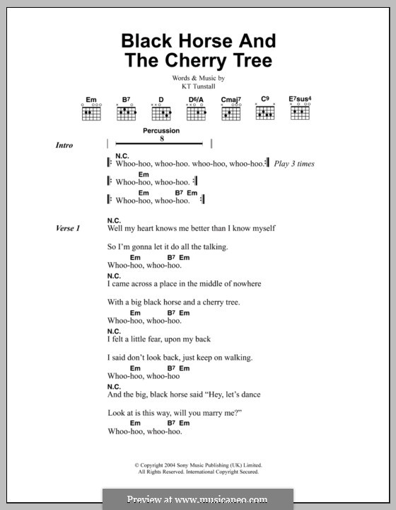 Black Horse and the Cherry Tree by KT Tunstall - sheet music on MusicaNeo