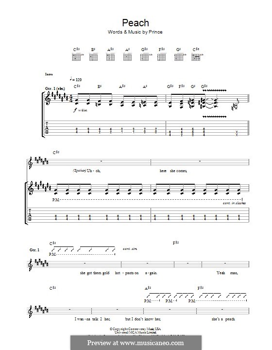 Peach: For guitar with tab by Prince