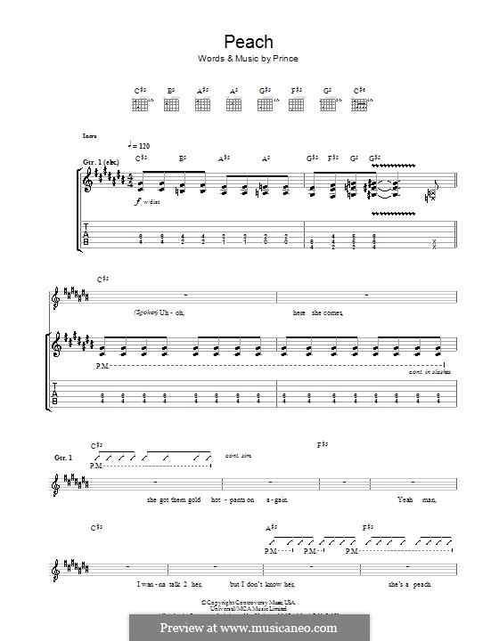 Peach by Prince sheet music on MusicaNeo