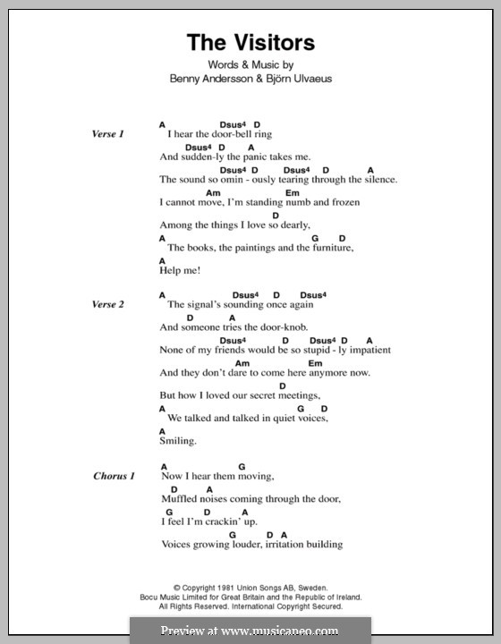 The Visitors (ABBA): Lyrics and chords by Benny Andersson, Björn Ulvaeus