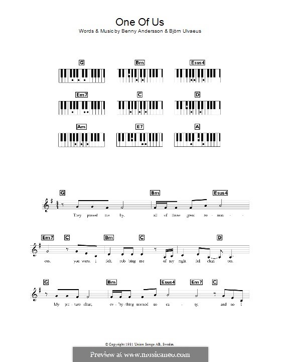 One of Us (ABBA): For keyboard by Benny Andersson, Björn Ulvaeus