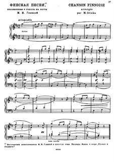 Finnish Song for Piano: Finnish Song for Piano by Mikhail Glinka