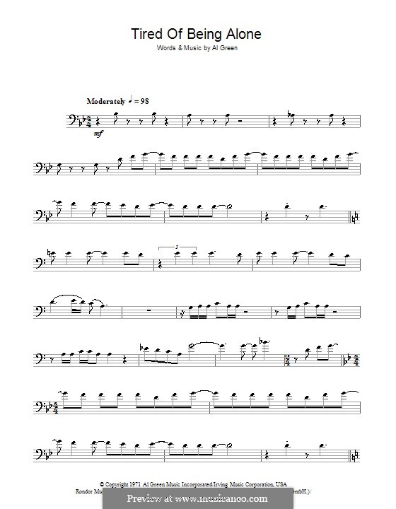 Tired of Being Alone: For trombone by Al Green