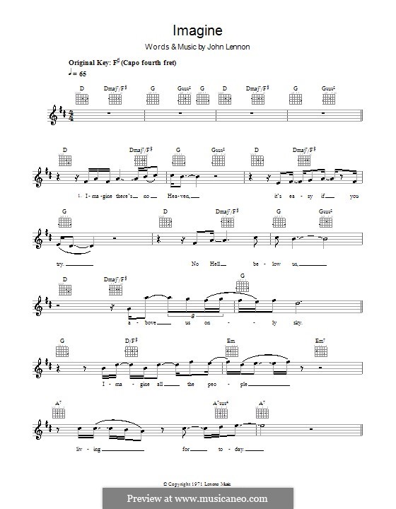 Vocal version: Melody line, lyrics and chords by John Lennon