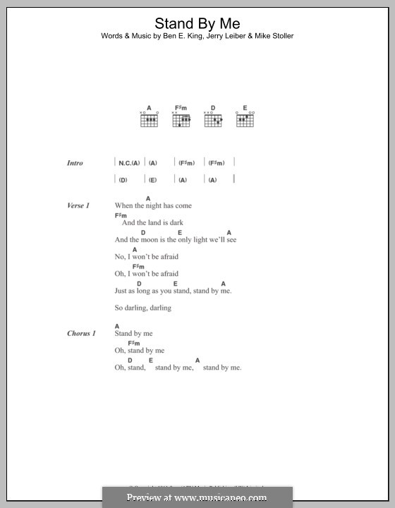 Stand By Me: Lyrics and chords by Ben E. King, Jerry Leiber, Mike Stoller