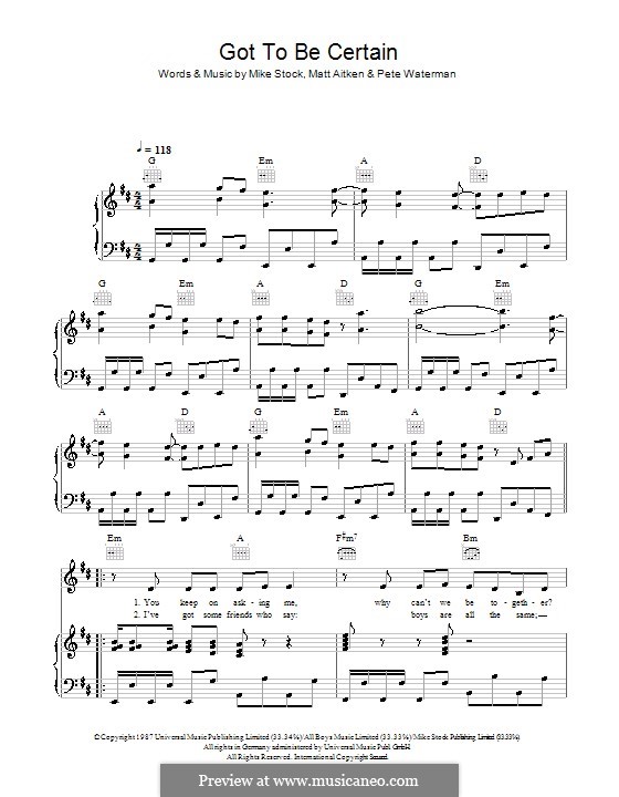 Got To Be Certain (Kylie Minogue) by M. Aitken, M. Stock, P. Waterman