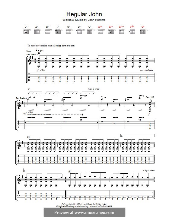 Regular John (Queens of the Stone Age): For guitar with tab by Joshua Homme