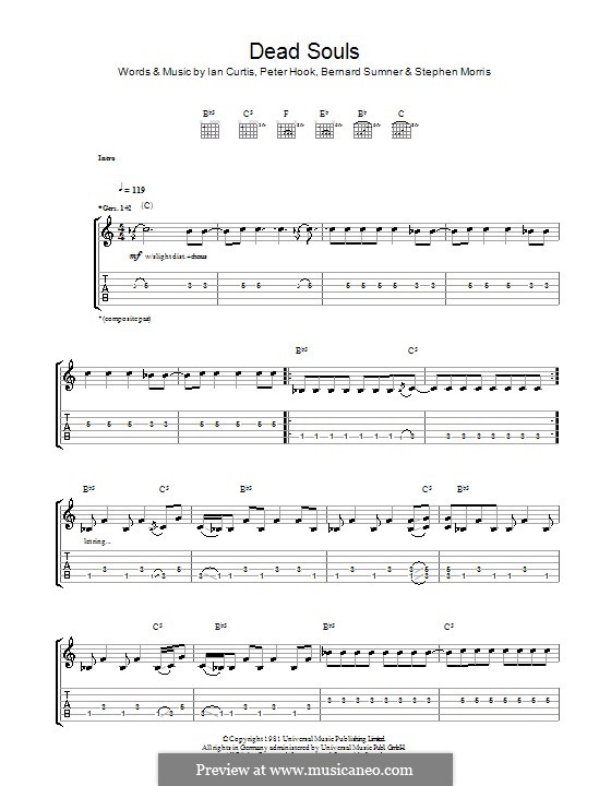 Dead Souls (Joy Division): For guitar with tab by Bernard Sumner, Ian Curtis, Peter Hook, Stephen Morris