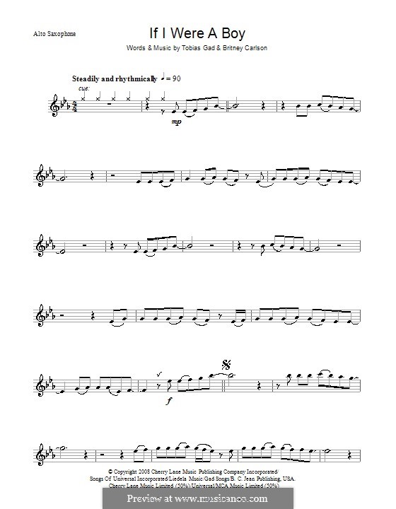 If I Were a Boy (Beyonce): For alto saxophone by Britney Carlson, Tobias Gad