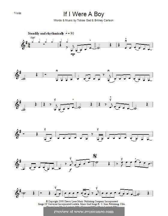 If I Were a Boy (Beyonce): For violin by Britney Carlson, Tobias Gad