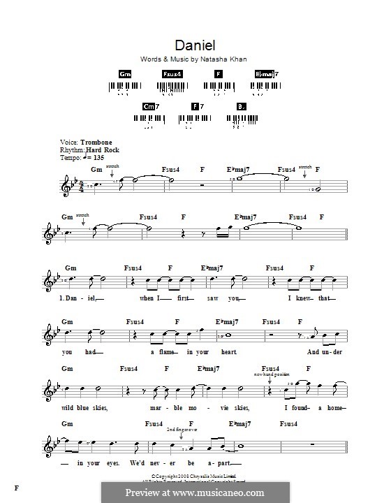 Daniel (Bat for Lashes) by N. Khan sheet music on MusicaNeo