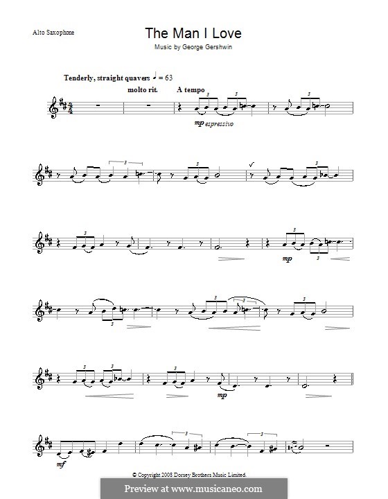 The Man I Love: For alto saxophone by George Gershwin