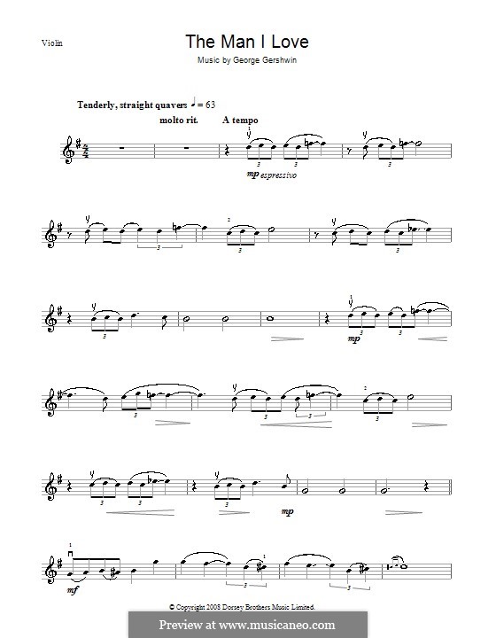 The Man I Love: For violin by George Gershwin