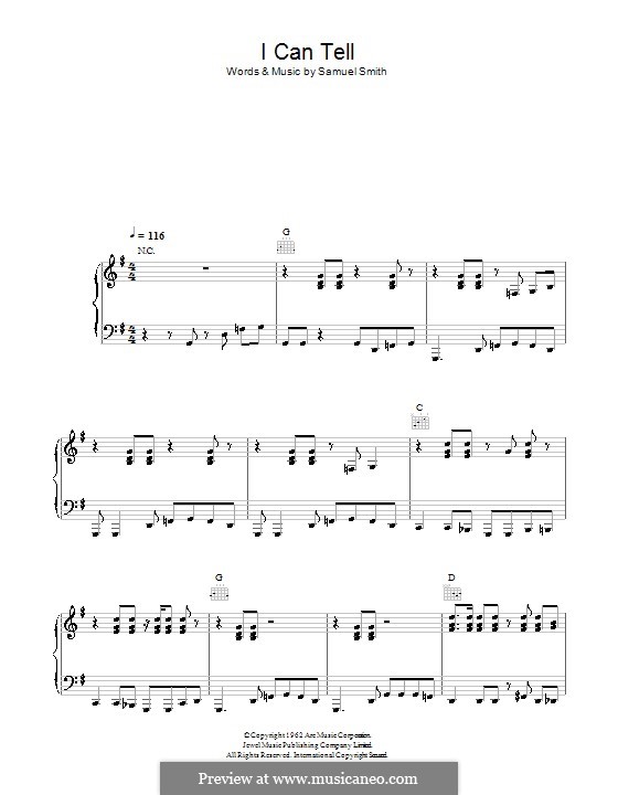 I Can Tell: For voice and piano (or guitar) by Sam Smith