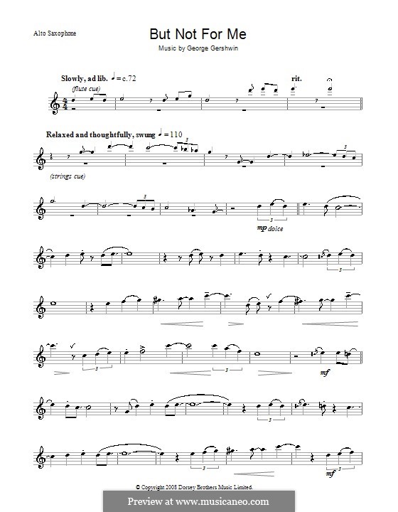 But not for Me: For alto saxophone by George Gershwin