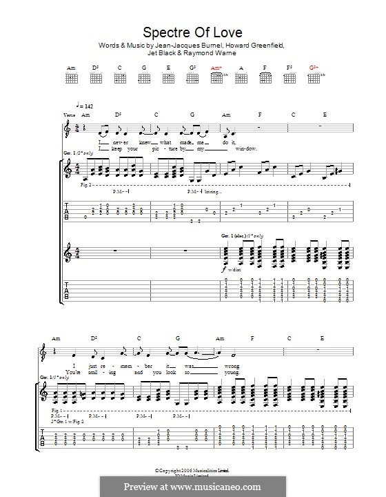 The Spectre of Love (The Stranglers): For guitar with tab by Howard Greenfield, Jean-Jacques Burnel, Jet Black, Raymond Warne