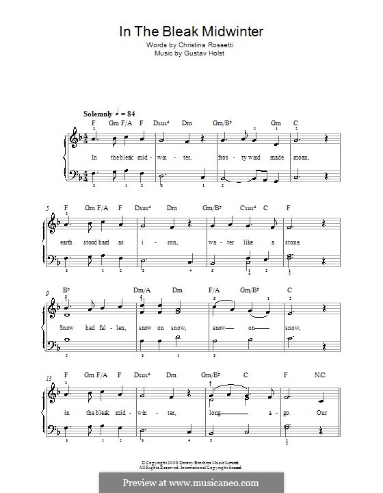 Piano version: Easy notes by Gustav Holst