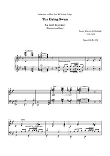 The Dying Swan. Poetic Romance, Op.100: For piano by Louis Moreau Gottschalk