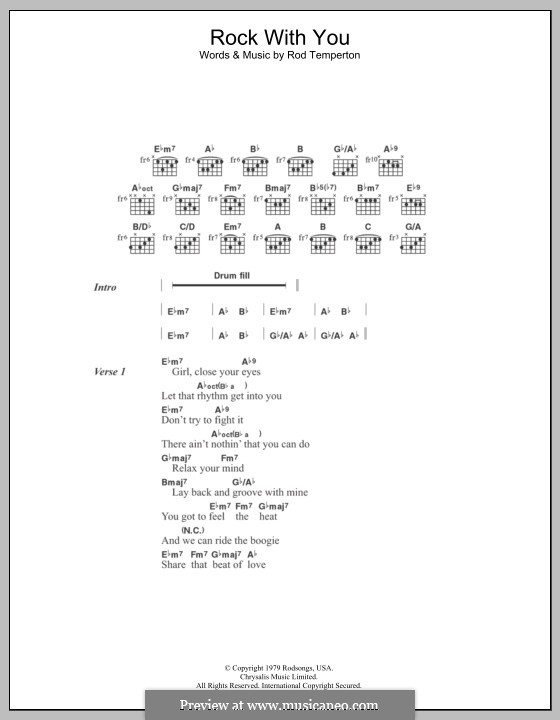 Rock with You (Michael Jackson): Lyrics and chords by Rod Temperton