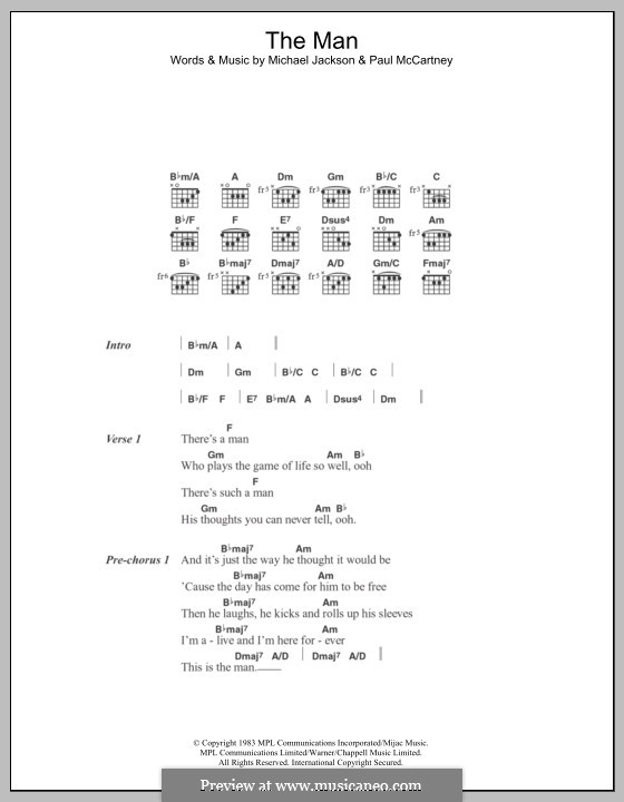 The Man: Lyrics and chords by Michael Jackson