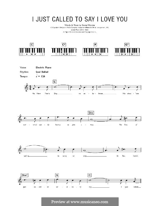I Just Called to Say I Love You by S. Wonder sheet music on MusicaNeo I Just Called to Say I Love You by S. Wonder sheet music on MusicaNeo