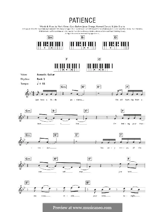 Patience (Take That): For keyboard by Gary Barlow, Howard Donald, Jason Orange, John M Shanks, Mark Owen