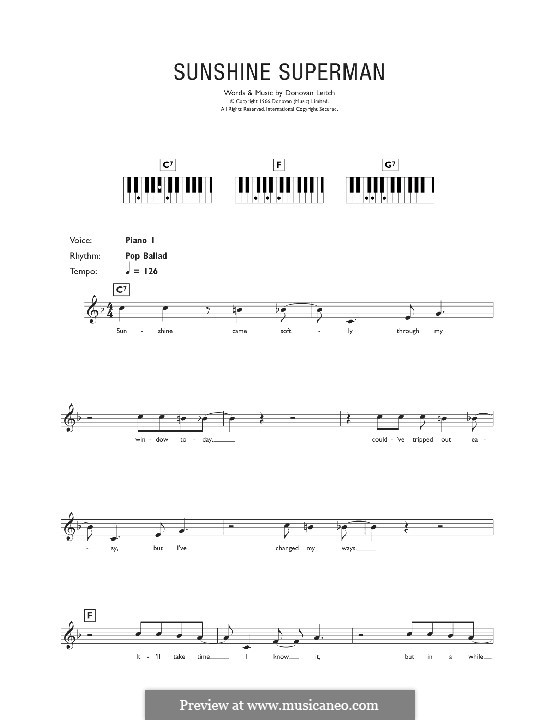 Sunshine Superman: For keyboard by Donovan Leitch