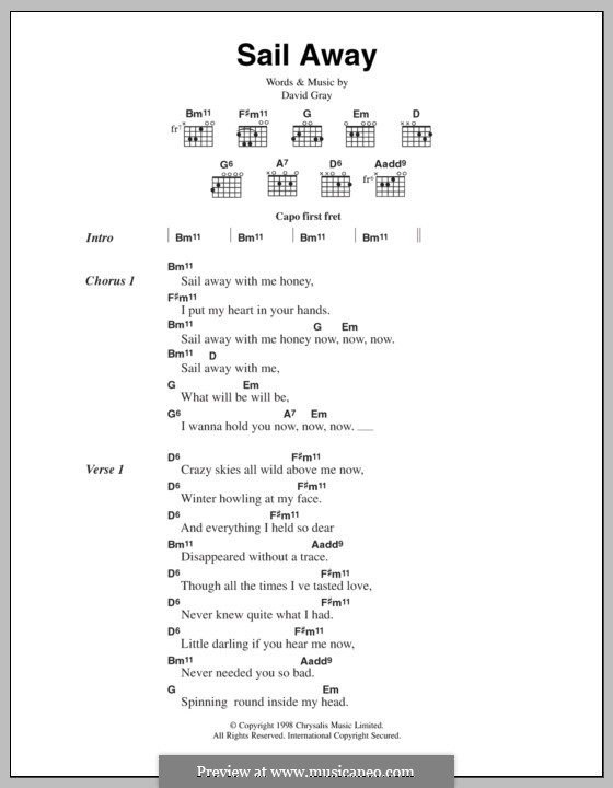 Sail Away: Lyrics and chords by David Gray