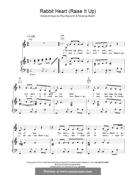 Rabbit Heart (Raise It Up): For voice and piano or guitar (Florence and The Machine) by Florence Welch, Paul Epworth