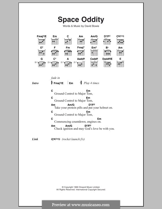 Space Oddity: Lyrics and chords by David Bowie