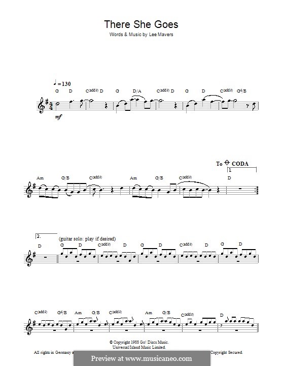 There She Goes (The Las): For flute by Lee Mavers