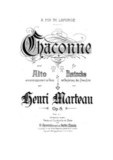 Chaconne for Viola and Piano, Op.8: Chaconne for Viola and Piano by Henri Marteau