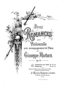 Two Romance for Cello and Piano, Op.72: Romance No.1 – score for two performers, solo part by Giuseppe Martucci