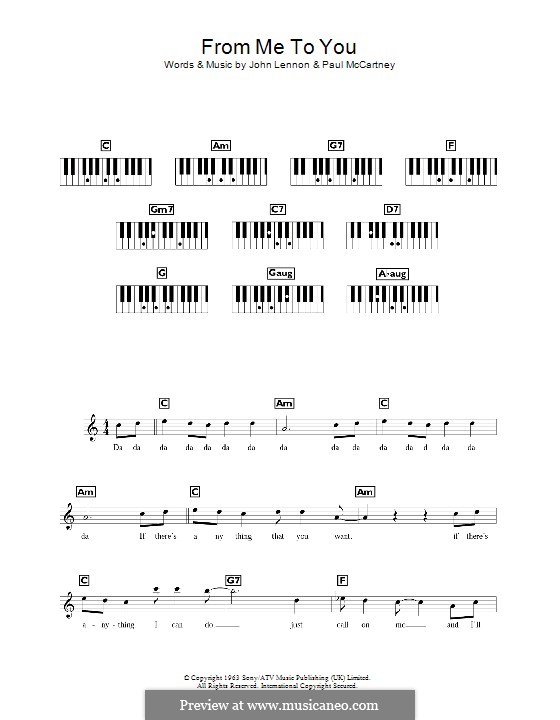 From Me to You (The Beatles): For keyboard by John Lennon, Paul McCartney